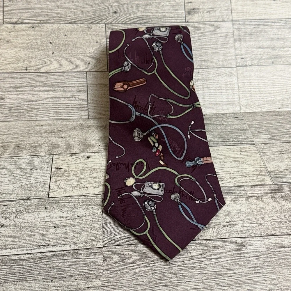 NEW Silk Vintage Nicole Miller‎ 1998 Doctor Medical Healthcare Medicine Neck Tie